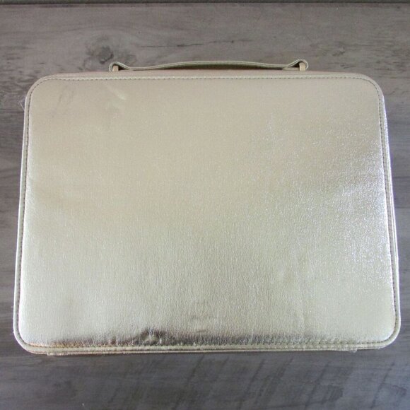 Lancome Makeup Toiletry Cosmetic Storage Travel Case Bag Gold - Picture 3 of 8